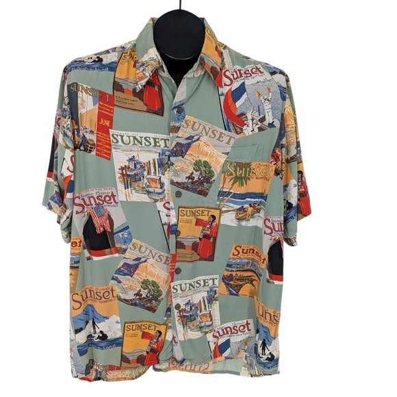 Vintage Reyn Spooner Hawaiian Button Up Shirt Men Size M Sunset Magazine USA Y2K - Picture 1 of 9